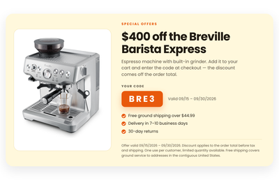 Breville Barista Express Espresso Machine (Code BRE3)