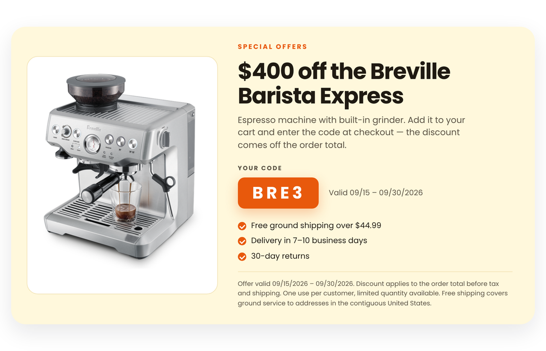 Breville Barista Express Espresso Machine (Code BRE3)
